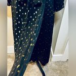 DKNY Balloon Sleeve Faux Wrap Metallic Gold Polkadot Belted Midi Dress Sz 6 Photo 9