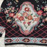 Hunters Run Sweater Vintage Knitted By Hand Mockneck Long Sleeve Floral M Multi Size M Photo 4