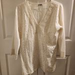 646 Main white eyelet embroidered short sleeve top tunic large 100% cotton Size XL Photo 3