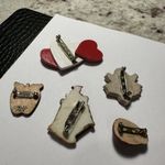 Lot Of 5 Handcrafted Brooch Pins Ladybug, Bird Nest, Apple, Hearts Photo 8