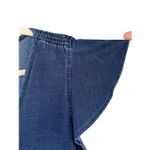 White House | Black Market B7 Denim Flutter‎ V Neck Blouse Short Sleeve Shirt Blue Large Stretchy Photo 2