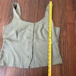 A New Day  women’s olive green sleeveless button front top vest Photo 3