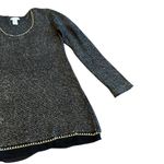 Soft Surroundings  Black Grey Wool Blend Pullover Sweater Gold Chain Size Medium Photo 4
