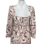 House of Harlow Palm Leaf Midi Dress Women’s Size Medium Linen Vacation Pink Photo 2