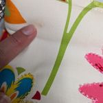 Vtg Y2K Braciano White Tropical Floral Print Beaded Bamboo Handle Clutch Bag Photo 3