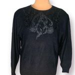 St. John Vintage James Sweater Black Abstract Floral Lace Sequins Pullover Photo 1