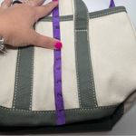 Lands' End Natural/ Grey Cotton Canvas Tote Bag Open Top Small Regular Handles Photo 7