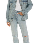 Aritzia Denim Forum The Joni High‎ Rise Loose Distressed Slouchy Size 29 x 29 Blue Photo 0