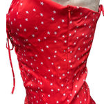 ZARA  Satin Effect Lace Up Star Bodysuit Red White Size‎ Medium Photo 4