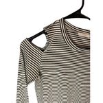 Lush Clothing Lush Cold Shoulder Black and White Striped Top‎ Size Medium Business Casual Boho Photo 2