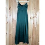 Lulus NWT  Formal Invitation Emerald Green Satin Cowl Neck Maxi Dress Wedding S Photo 4