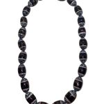 Authentic Heavy Antique/Vintage 10K Gold Ceramic Oval Trade Beads Necklace Black Photo 5