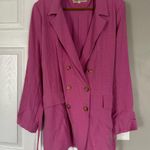 Free People Olivia Linen Blazer XL Pink Double
Breasted Belted Oversized NWOT Photo 1