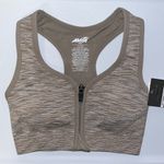 Avia  Seamless Zip Front Racerback Sports Bra Beige Heather Women’s Small S Photo 2