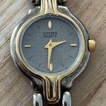 Citizen  Rare Ladies Watch Vintage Two-Tone Weave Bracelet Gray Metal Round Dial Photo 1