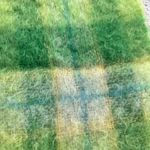 Vintage 60s Green Large Plaid Mohair Wool Scarf by Filene’s Yellow Photo 3