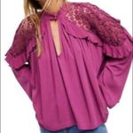 Free People  Raspberry Little Bit of Love Blouse Photo 2