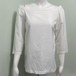 Theory  Top Icon Shirting Off Shoulder Blouse White Cotton Shirt Small Photo 0