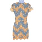 Storia Floral Lace Mesh Short Sleeve Mini Dress Blue Beige Size Small Photo 8