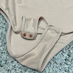 ZARA  Nude Beige Tan Sleeveless Snap Bottom High Neck Bodysuit Small Photo 4