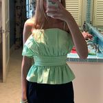 ZARA Green And White Gingham Bubble Top  Photo 0