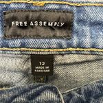 Free Assembly Denim Jean Shorts Raw Hem Blue Wash Womens Size 12 Cutoff Frayed Photo 1