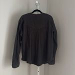 Free People Changing Horizons Deep V-neck Gauze Pullover Top Raw Hem Dark Gray Women’s Size Large Photo 4