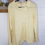 Sundance  Asymmetrical Button Up Wrap Linen Yellow Long Sleeve Shirt Lagenlook L Photo 0