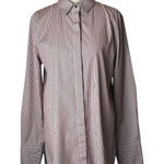 J.Crew  Shirt Women 10‎ Red White Striped Collared Button Down Preppy Career Photo 0