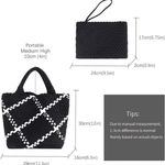 Ahdorned Black White Lily Woven Neoprene Large Tote With Pouch Purse Shoulder Bag Photo 4