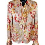Oscar de la Renta  100% Silk Floral Ruffled Blouse Photo 0