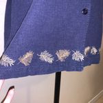 Sag Harbor  linen Navy blue embroidered lead button Down shirt Photo 3