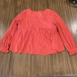 Polagram  Rust Red & White Dainty Floral Boho Ballooon Sleeve Peplum Top small Photo 14