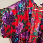 Vintage Lucie Ann II Robe Red Purple Floral Sheer Stripe S Photo 3