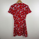 J.Crew  Floral Wrap Dress Sz 0 Red Summer‎ Lightweight Office Casual Bloomcore Photo 4