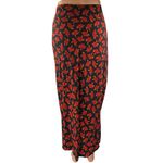Urban Outfitters  Black Multicolor Floral Roses Side Slip Midi Slip Skirt Size S Photo 2