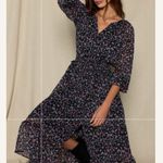 West K tiered midi dress size XL floral sheer sleeves flowy whimsical button up Pink Photo 0