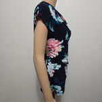 7th Avenue NY & Company Navy Floral Drape Neck Top Size Small Blue Photo 3
