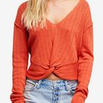 Free People Got Me Twisted V-neck Sweater Top Rusty Orange Size M Photo 0