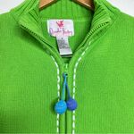 Quacker Factory VTG  Zip Up Sweater Woman’s Size Medium Bright Green Snowflake Photo 1