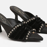 Circus by Sam Edelman NEW  Tristyn Heeled Mule Pump Velvet Bow Studded Pointed 10 Photo 0