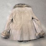 Linea Donatella VTG Y2K Suede Leather Coat Fur Trim Penny Lane Shaggy Boho Mob Wife Sz S Photo 5