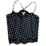 Lucy Paris Lace Trim Cami Tank L Black White Polka Dot Rockabilly Monochrome Photo 1
