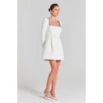 Nadine Merabi White Kimberly Embellished Rhinestone Long Sleeve Minidress US 8 Photo 2