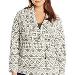 Lucky Brand  Plus Size 2X Cardigan‎ Aztec Print Grey White Boho Jacket 942 Photo 0