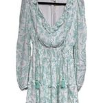 House of Harlow  1960 Mini Dress Mint Green Paisley Smocked Women’s Size Small Photo 0