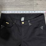 Cache  Black Bootcut Jeans Faux Leather Trim Mid Rise Women 8 Flare Leg Pants Photo 4