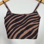 Summersalt  Tan Modern Zebra Toffee & Sea Urchin The Midi Sports Bra Tank Top Photo 4