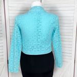 Cato  Lace Full‎ Zip Cropped Boho Moto Jacket Turquoise Teal Blue Large Photo 4