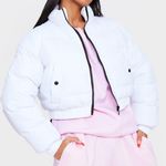 Pretty Little Thing White Puffer Cropped Bubble Coat  Photo 0